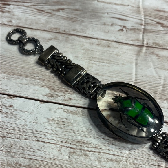 Vintage Green Beetle Silver Bracelet - Picture 4 of 10